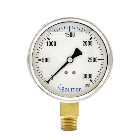 Bourdon 4 in. 0/3000 PSI 1/2 in. LM MAG5-D62.H34